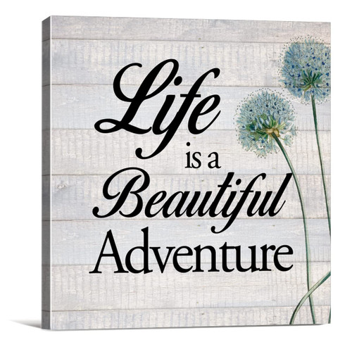 Life Saying Canvas Wall Art Framed Print 8x8 Inch Rustic Life is a Beautiful Adventure Poster Painting Desk Sign Home Office Bedroom Living Room Decor