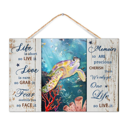 Distressed Wooden Signs Nautical Beach Ocean Theme Underwater Turtle Primitive Decor for Pantry Hanging Positive Wood Signs Beach Coastal Tropical Theme Table Wall Decor Sign Gift Indoor 12x8in
