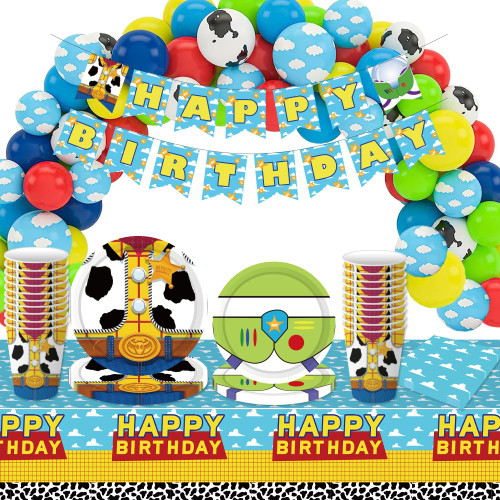 Cartoon Story Party Supplies 154PCS Cartoon Story Party Decorations include Paper Plates Napkins Cups Tablecloth Banner and Story Balloons Garland Kit for Boys Girls 1st 2nd 3rd 4th Toy Birthday Decor, Serve 20 Guest Cartoon Story Party Supplies 154PCS Cartoon Story Party Decorations include Paper Plates Napkins Cups Tablecloth Banner and Story Balloons Garland Kit for Boys Girls 1st 2nd 3rd 4th Toy Birthday Decor, Serve 20 Guest