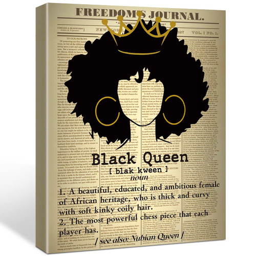 Black Queen Definition Canvas Poster Motivational Retro Black Woman Print Painting for Home Bedroom Wall Art Decoration 11.5 x 15 inch (Framed)