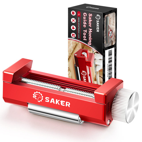 Saker Honing Guide Tool Upgraded - Off-Center Sharpening Holder for Short Woodworking-Chisels and Planes width 0.2-2.55 inches,RED