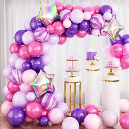 Purple Balloon Garland Arch Kit, Pink and Purple Balloon Garland Kit, 81Pcs Purple Balloons Arch Kit with Agate Balloons and Star Foil Balloon for Birthday Party Baby Shower Wedding Decorations Purple Balloon Garland Arch Kit, Pink and Purple Balloon Garland Kit, 81Pcs Purple Balloons Arch Kit with Agate Balloons and Star Foil Balloon for Birthday Party Baby Shower Wedding Decorations