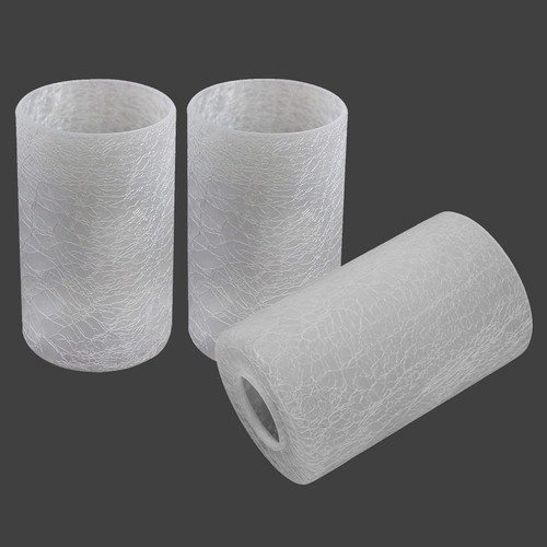 Anmire 3 Pack Frosted Cracked Glass Shade, Cylinder Light Fixture Replacement Globe or Cover with 1-5/8-Inch Fitter for Chandelier Wall Sconce Pendant Light, G0074