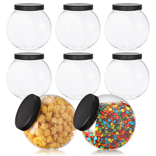 Tradder 8 Pcs Plastic Candy Jars with Lids 50 Oz Clear Cookie Jar Container Wide Mouth Storage Jars for Candy Buffet, Coffee Canister, Party Table, Laundry Detergent Holder