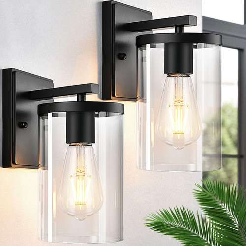 ?Upgraded? Outdoor Wall Lantern, Exterior Waterproof Wall Sconce Light Fixture, Matte Black Rustproof Porch Lights Wall Mounted Lighting with Clear Glass Shade & E26 Socket for Patio Garage, 2-Pack ?Upgraded? Outdoor Wall Lantern, Exterior Waterproof Wall Sconce Light Fixture, Matte Black Rustproof Porch Lights Wall Mounted Lighting with Clear Glass Shade & E26 Socket for Patio Garage, 2-Pack
