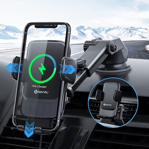 Wireless Car Charger Mount, SONRU 15W Wireless Fast Charging Car Phone Holder Mount, Power-Off Delay, Auto Open & Clamping, Dashboard Air Vent Clip Windshield Car Mount, Compatible for iPhone Samsung Wireless Car Charger Mount, SONRU 15W Wireless Fast Charging Car Phone Holder Mount, Power-Off Delay, Auto Open & Clamping, Dashboard Air Vent Clip Windshield Car Mount, Compatible for iPhone Samsung