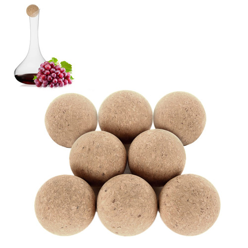 DIRBUY 8 Pack Wine Cork Ball, Wooden Wine Decanter Stopper Ball, Cork Carafe Stopper Only, Decanter Carafe Bottle Replacement(2.4 Inch/ 6.1 cm)