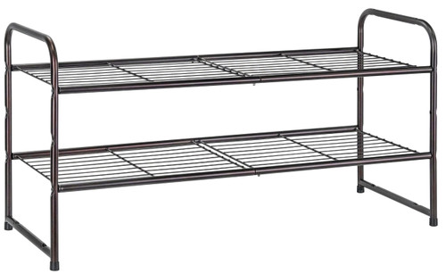 GEORIS Stackable 2-Tier Shoe Rack, Space-Saving Shoe Shelf Organizer for Closet, Entryway, Hallway, Bronze