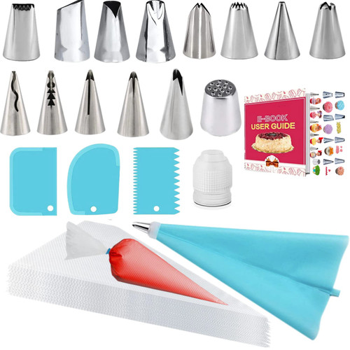 Piping Bags and Tips Set for Beginners, Cake Decorating Supplies Kit for Baking with Pastry Bags and Tips, Icing Tips, Couplers,Silicone Ties,Cake Decorating Tools for Cupcake Cookies Decoration
