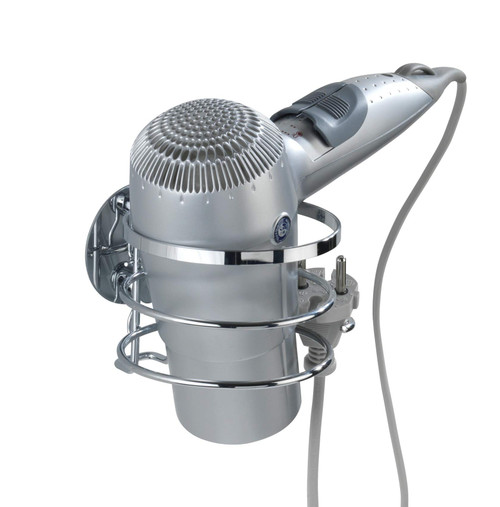 WENKO 21779100 Turbo-Loc Stainless Steel Hair Dryer Holder, 4.9 x 3.5 x 4.5 inch, Shiny
