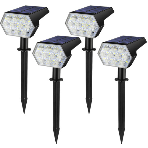VEMOLLA Solar Spot Lights Outdoor, 92 Led Solar Powered Spotlight, Auto On/Off 3 Modes Landscape Spotlights, IP68 Waterproof Wireless Solar Landscape Lights for Outside Yard Garden, Daylight 4 Pack