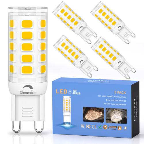 Cotanic G9 LED Bulb Dimmable 2700K Warm White Bi Pin Base, G9 Base Light Bulbs for Crystal Chandelier, 4W 40Watt T4 G9 Halogen Equivalent, 360 Degrees Beam Angle, 400LM, 120V AC, 5 Pack Cotanic G9 LED Bulb Dimmable 2700K Warm White Bi Pin Base, G9 Base Light Bulbs for Crystal Chandelier, 4W 40Watt T4 G9 Halogen Equivalent, 360 Degrees Beam Angle, 400LM, 120V AC, 5 Pack
