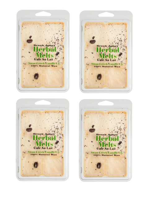 Swan Creek Cafe Au Lait 5.25oz Drizzle Melts 4-Pack | Soy Wax Melts Herbal Fragrance for The Home | Coffee and Cream Scented Break Apart Soybean Wax | Made in The USA
