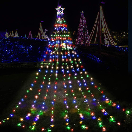 Christmas Decorations Star String Lights,320 LED Outdoor Christmas Tree Lights with 13" Topper Star,8 Modes Waterproof Hanging Fairy Twinkle Lights for Xmas New Year Party Holiday