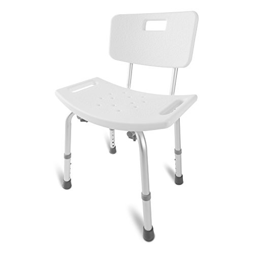 DMI Medical Heavy-Duty Spa Bathtub Tool-Free Assembly Adjustable Height Shower Chair Bath Seat Bench with Back, White