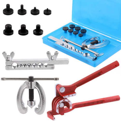 Tanstic 9Pcs Flaring Tool and Tube Bender, 1/2" 7/16" 3/8" 5/16" 1/4" 3/16" 5/8" Line Flaring Tools and 3 In 1 Copper Bender 1/4" 5/16" 3/8" Manual Tubing Bender for Pipe Copper Brass Aluminum