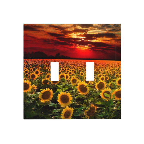 Wall Plate Sunset Sunflower 2-Gang Light Switch Plate Duplex Toggle Switch Covers For Bedroom Kitchen Home Decor