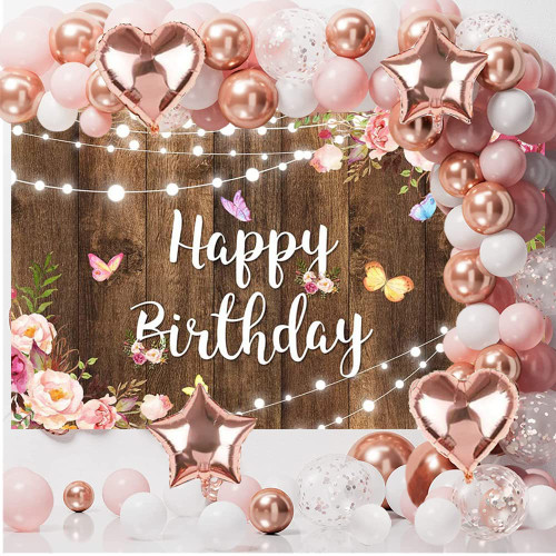 DUILE Rose Gold Balloons Garland Arch Kit Rose Gold Pink White Latex Balloons for Bridal Shower Wedding Birthday Girl Baby Shower Graduation Anniversary Bachelorette Party Decoration (no backdrop)