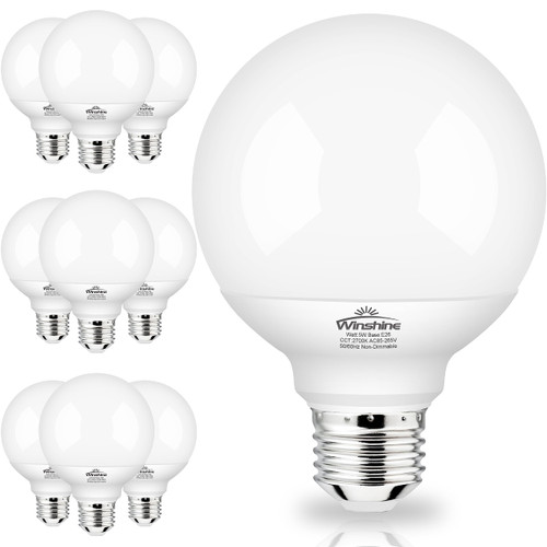 winshine 12 Pack Vanity Light Bulbs for Bathroom, 2700K Warm White E26 Base Round LED Globe Bulb, 60W Equivalent, G25 Vanity Light Bulb for Makeup Mirror, Bedroom Lights CRI85+, 500LM, Non-dimmable