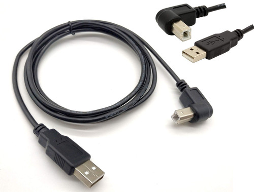 Meiyangjx 4.9 Feet USB Printer Cable USB 2.0 Type A Male to Type B Male (90 Degree Angle) Printer Scanner Cable Cord (Down)