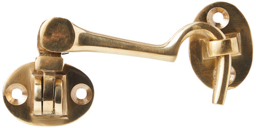 Bulk Hardware BH05742 Silent Cabin Door Hook and Eye, 75mm (3 Inch), Polished Brass