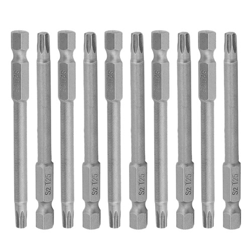 Utoolmart Torx Screwdriver Bits, T25 Magnetic Torx Head Screw Driver Bit, with 1/4 Inch Hex Shank, 75mm Length S2 Steel Screw Driver Kit Tools, for Repair Work, 10 Pcs