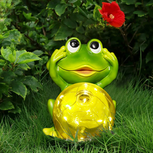 ANGMLN Garden Frog Decor Figurines, Solar Lights Outdoor Decorative Waterproof Cute Garden Sculptures & Statues for Patio Yard Lawn Clearance Ornaments ANGMLN Garden Frog Decor Figurines, Solar Lights Outdoor Decorative Waterproof Cute Garden Sculptures & Statues for Patio Yard Lawn Clearance Ornaments