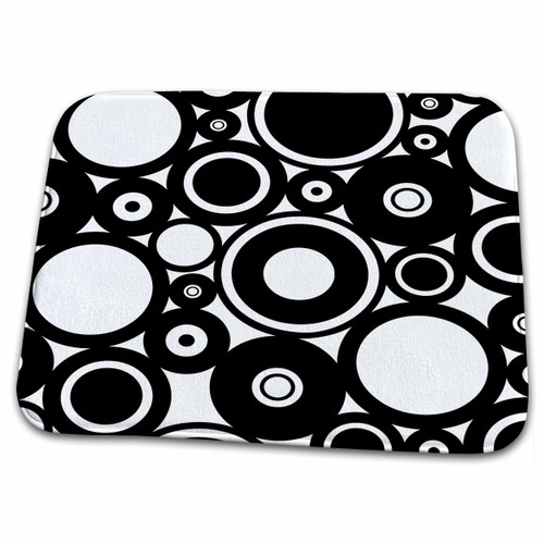 3dRose Black And White Pop Art Circle Pattern - Dish Drying Mats (ddm-282542-1)