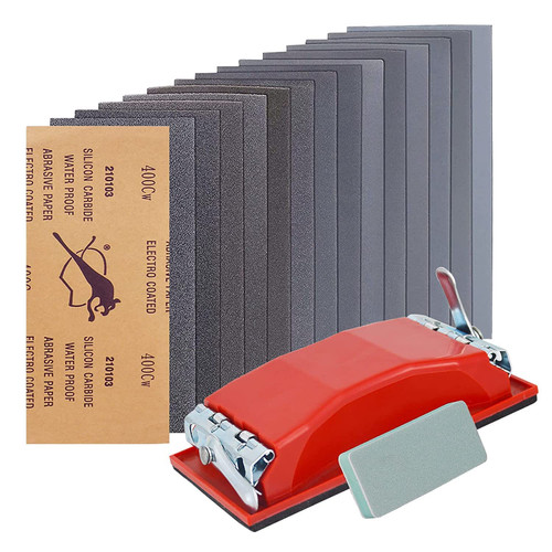 VRKET Wet & Dry Sandpaper Set, 42 Sheets of 120 to 3000 grit Sandpaper with Sanding Block Sander,for Wood Furniture Finishing Metal Automotive Sanding Polish VRKET Wet & Dry Sandpaper Set, 42 Sheets of 120 to 3000 grit Sandpaper with Sanding Block Sander,for Wood Furniture Finishing Metal Automotive Sanding Polish
