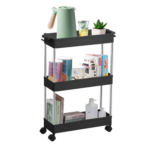 Slim Storage Cart, 3 Tier Mobile Shelving Unit Organizer Slide Out Storage Rolling Utility Cart Tower Rack for Kitchen Bathroom Laundry Narrow Place Slim Storage Cart, 3 Tier Mobile Shelving Unit Organizer Slide Out Storage Rolling Utility Cart Tower Rack for Kitchen Bathroom Laundry Narrow Place