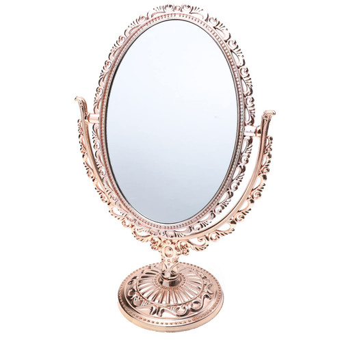 OSALADI Oval Mirror Vintage Makeup Mirror Oval Antique Vanity Mirror with StandDouble Sided Tabletop Makeup Mirror for Bathroom Bedroom Dressing Swivel Double Sided Cosmetic Mirror