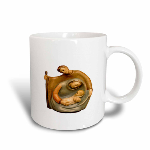 3dRose Nativity Scene Mary Joseph And Jesus Two Tone Mug, 11 oz, Red