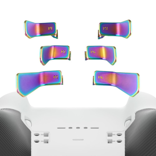 eXtremeRate Swift Paddles for Xbox Elite 1/2 Controller, 6 in 1 Metalic Rainbow Aura Blue & Purple Replacement Interchangeable Back Paddles for Xbox One Elite & Elite Series 2 Controller