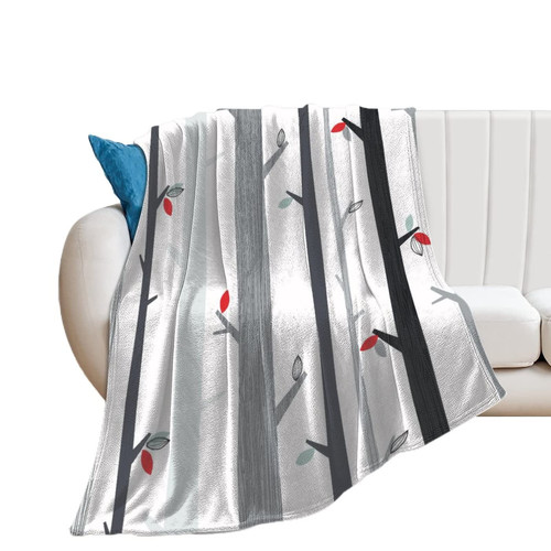NAHAN Throw Blankets Birches Fleece Blanket Breathable Flannel Blankets Warm Blanket for Bed Sofa Couch Chair Office