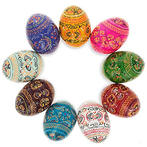 Set of 9 Hand Painted Wooden Pysanky Ukrainian Easter Eggs 2.5 Inches Set of 9 Hand Painted Wooden Pysanky Ukrainian Easter Eggs 2.5 Inches