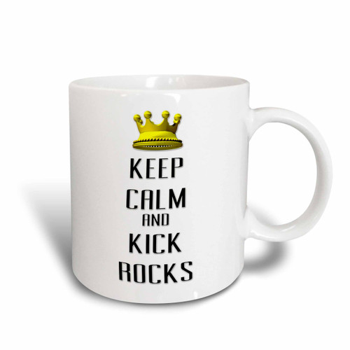 3dRose Gold Crown Keep Calm And Kick Rocks Two Tone Mug, 11 oz, Red