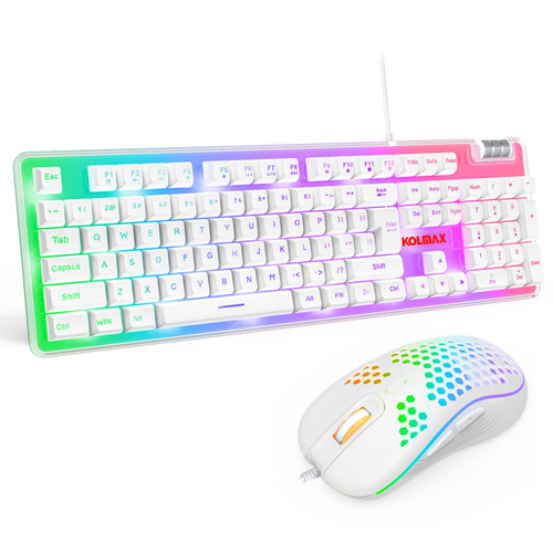 K10 Gaming Keyboard and Mouse Combo,Transparent Case RGB Backlit Keyboard with PBT Ball Keycap,Wired White Keyboard and Mouse Mechanical Feel 104 Keys Scroll Wheel for PC PS4 Xbox Mac Gaming Office K10 Gaming Keyboard and Mouse Combo,Transparent Case RGB Backlit Keyboard with PBT Ball Keycap,Wired White Keyboard and Mouse Mechanical Feel 104 Keys Scroll Wheel for PC PS4 Xbox Mac Gaming Office
