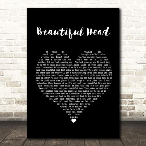 Beautiful Head Black Heart Song Lyric Gift Present Poster Print