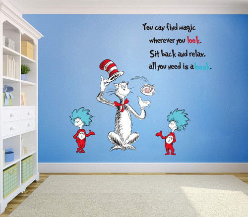 Runtoo Reading Room Inspirational Quotes Wall Decals Educational Kids All You Need is a Book Wall Art Stickers Classroom Wall Decor