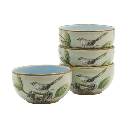 Fitz and Floyd Toulouse Small Fruit Bowls, Set of 4, 5-Inch, Green
