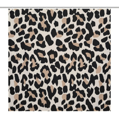 Leopard Pattern Shower Curtain Waterproof Polyester Bath Curtain for Home Bathroom Hotel Decor 72x72Inch (183x183cm)