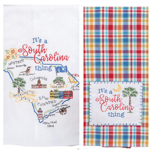 2 Piece Kay Dee Home State of South Carolina Embroidered Kitchen Towel Bundle