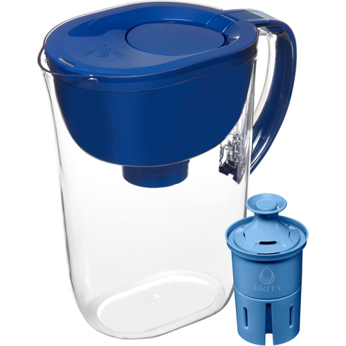 Brita Large Water Filter Pitcher for Tap and Drinking Water with SmartLight Filter Change Indicator + 1 Elite Filter, Reduces 99% Of Lead, Lasts 6 Months, 10-Cup Capacity, Blue