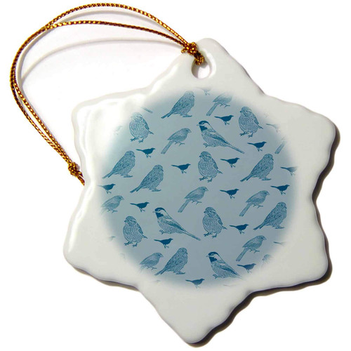 3dRose PS Animals - Chic Blue Teal Birds Animal Art - Ornaments (orn-155883-1)
