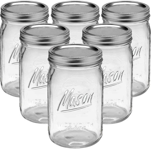 Bedoo 6 Pack 32 oz Mason Jars with Wide Mouth Airtight Lids and Bands, Clear Quart Mason Jars for Preserving, Meal Prep, Overnight Oats, Canning, Fermenting, Pickling, Party Favors Bedoo 6 Pack 32 oz Mason Jars with Wide Mouth Airtight Lids and Bands, Clear Quart Mason Jars for Preserving, Meal Prep, Overnight Oats, Canning, Fermenting, Pickling, Party Favors