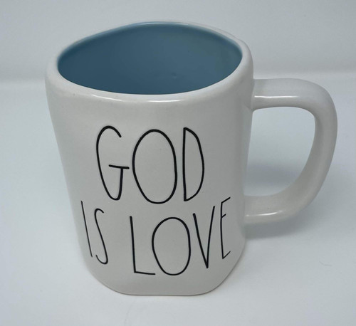 Rae Dunn God Is Love Mug with Blue Interior