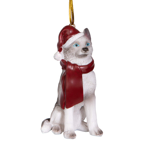 Design Toscano Siberian Husky Holiday Dog Christmas Tree Ornament Xmas Decorations, 3 Inch, Full Color
