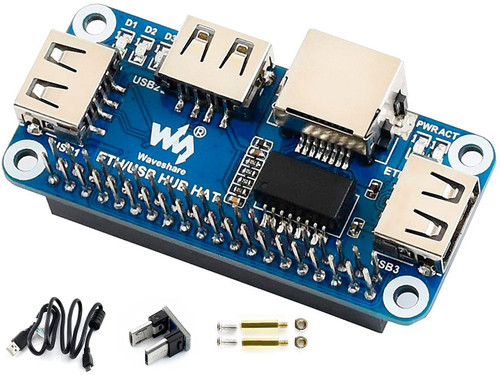 for Raspberry Pi 4B/3B+/3B/2B/Zero/Zero W/Pi Zero 2 W/ 2 WH, Ethernet/USB HUB HAT Board with RJ45 10/100M Ethernet Port and 3X USB Ports, Compatible with USB2.0/1.1