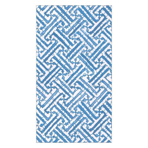 Caspari Fretwork Paper Guest Towel Napkins in Blue - Two Packs of 15