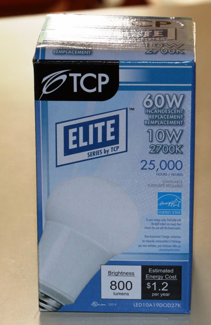 TCP Elite LED A19-60 Watt Equivalent Soft White (2700K) Dimmable Light Bulb